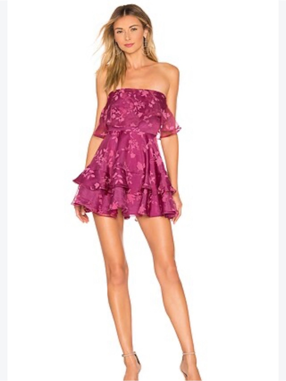 Lovers + Friends Bexley Mini Dress Magenta Pink Strapless Medium Romantic NWT